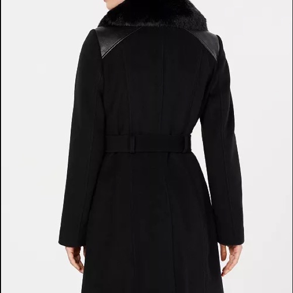 'Kate & Mallory' Faux Fur/ Leather Trim Coat (Plus) - Picture 3 of 10